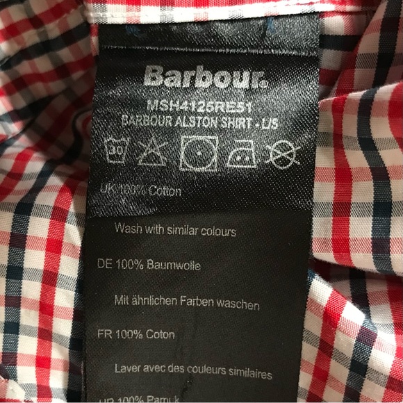 Barbour Check Collared Button Down Shirt Cotton Red Blue Long Sleeve Men's XXL - Picture 12 of 12